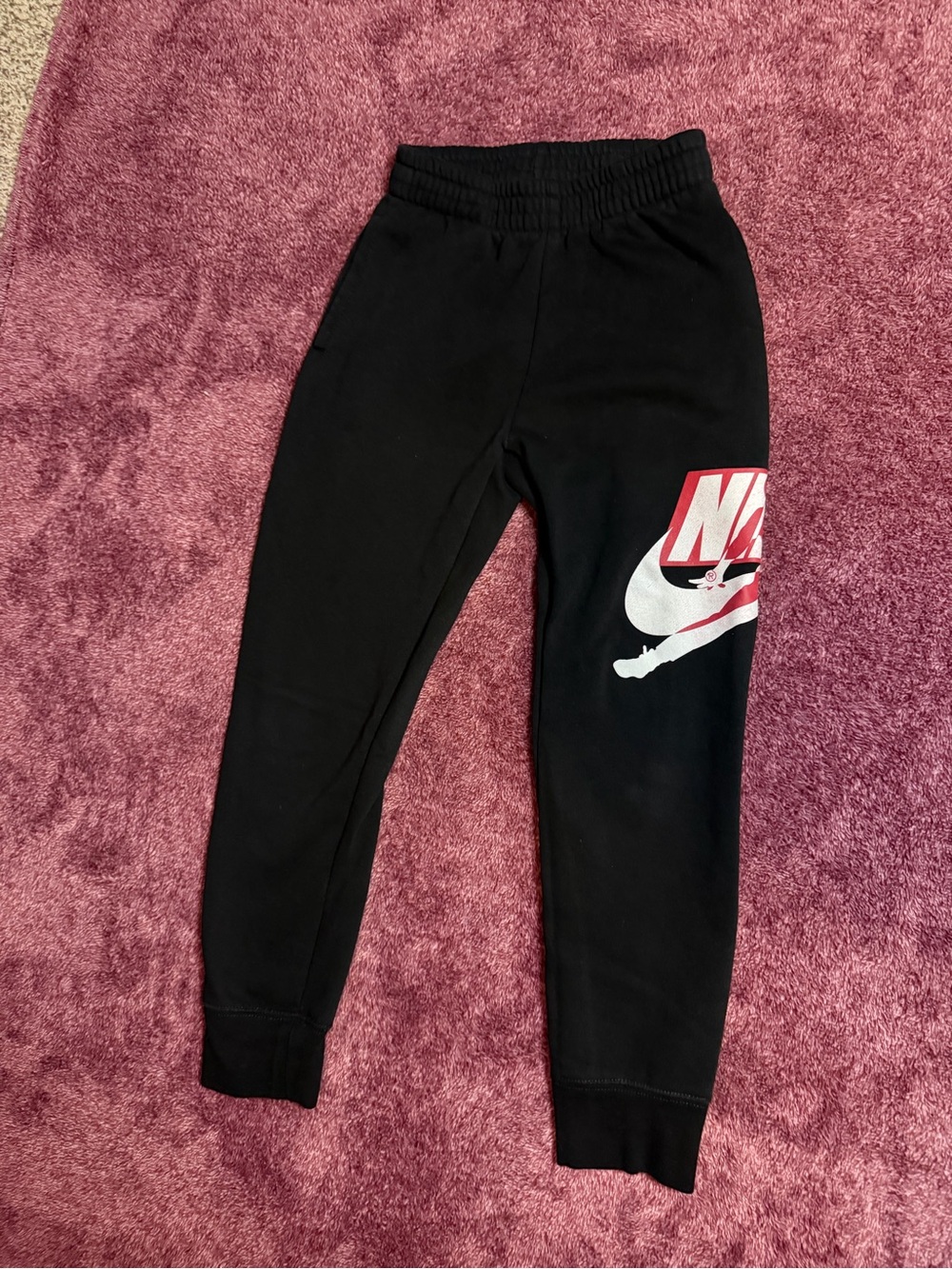 Jordan Kids Black Sweatpants with White and Red Logo